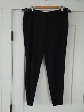 Ann Taylor Black Tapered Ankle Pants Adjustable Waist Tab Size 6